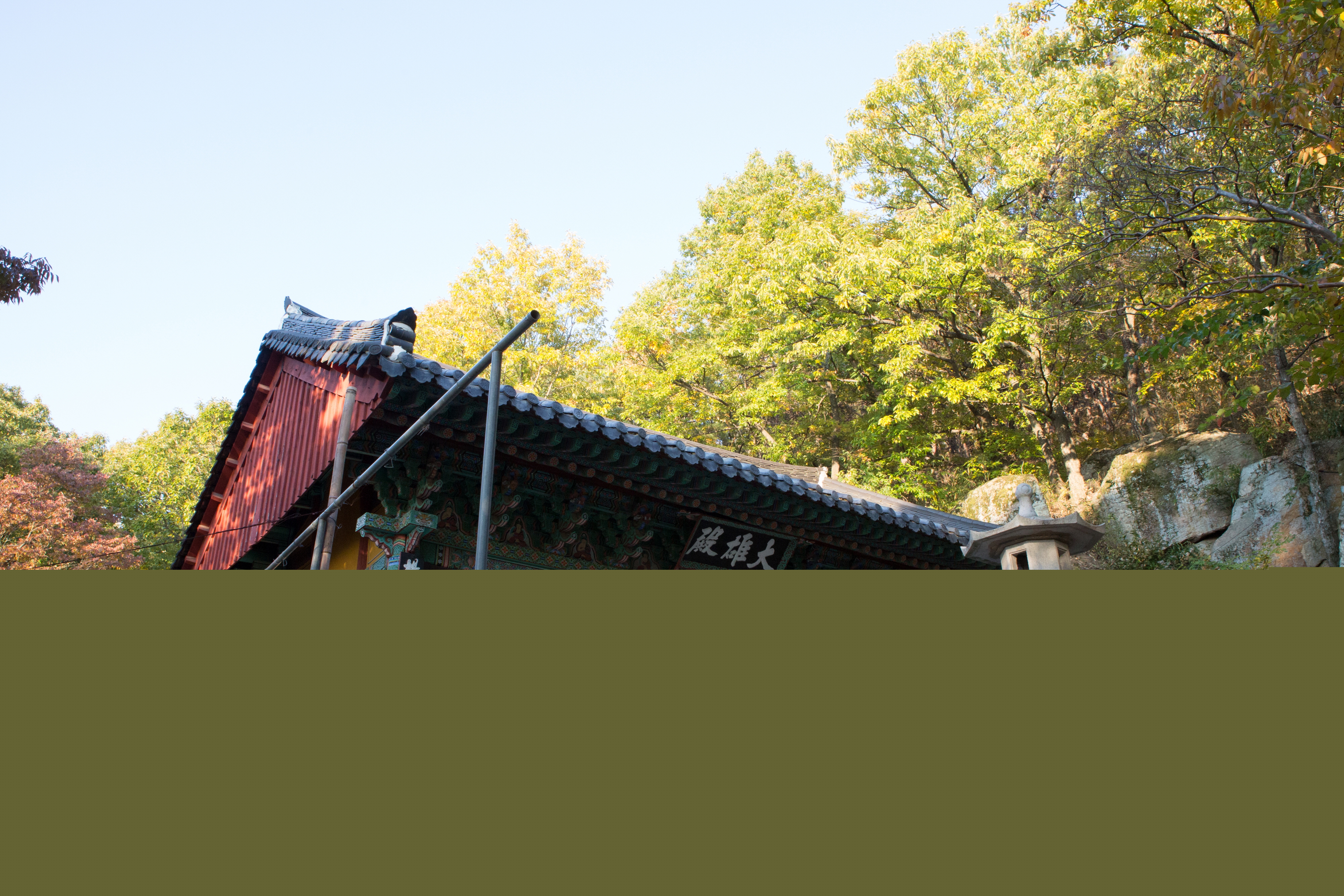 백률사대웅전_밑에서 바라본 대웅전 (촬영년도 : 2015년)